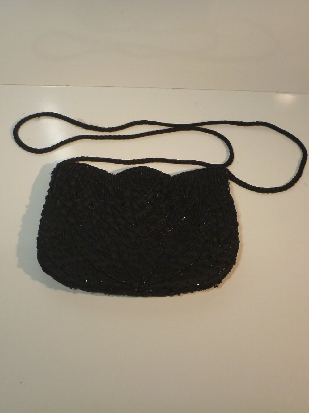 Vintage CC Courtenay Black Beaded Clamshell Evening Bag Mini Crossbody Clutch